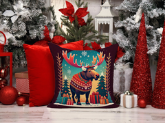 Moose Christmas Throw Pillow - Festive 18x18 Decorative Cushion | Caroline's Treasures