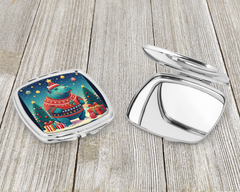 Festive Hippopotamus Christmas Compact Mirror - Stylish & Portable Makeup Essential