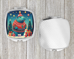 Festive Hippopotamus Christmas Compact Mirror - Stylish & Portable Makeup Essential