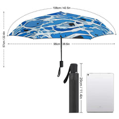 Abstract Blue and White Automatic Umbrella with Anti-UV Coating