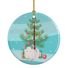 Personalized White Dominant Chinchilla Merry Christmas Ceramic Ornament - Unique Holiday Decoration