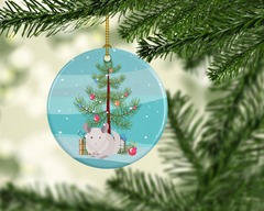 Personalized White Dominant Chinchilla Merry Christmas Ceramic Ornament - Unique Holiday Decoration