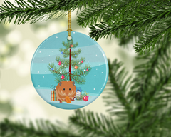 Teddy Bear Hamster Merry Christmas Ceramic Ornament - Personalized Holiday Decoration