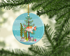 Lionhead Goldfish Merry Christmas Ceramic Ornament – Personalized Holiday Décor | Unique Fish Enthusiast Gift