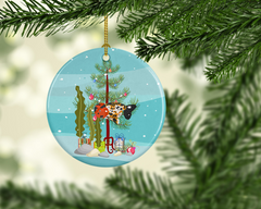 Ranchu Goldfish Merry Christmas Ceramic Ornament - Personalized Holiday Decor, Handmade in the USA