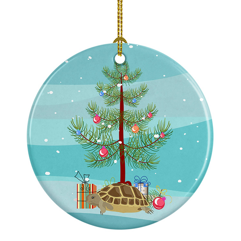 Turtle Merry Christmas Ceramic Ornament – Personalized Holiday Gift, Vibrant Design Keepsake