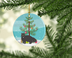 Black Persian Cat Christmas Ceramic Ornament – Personalized Holiday Décor