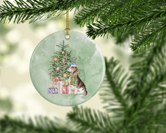 Festive Beagle Christmas Presents and Tree Ceramic Ornament – Perfect Holiday Decor