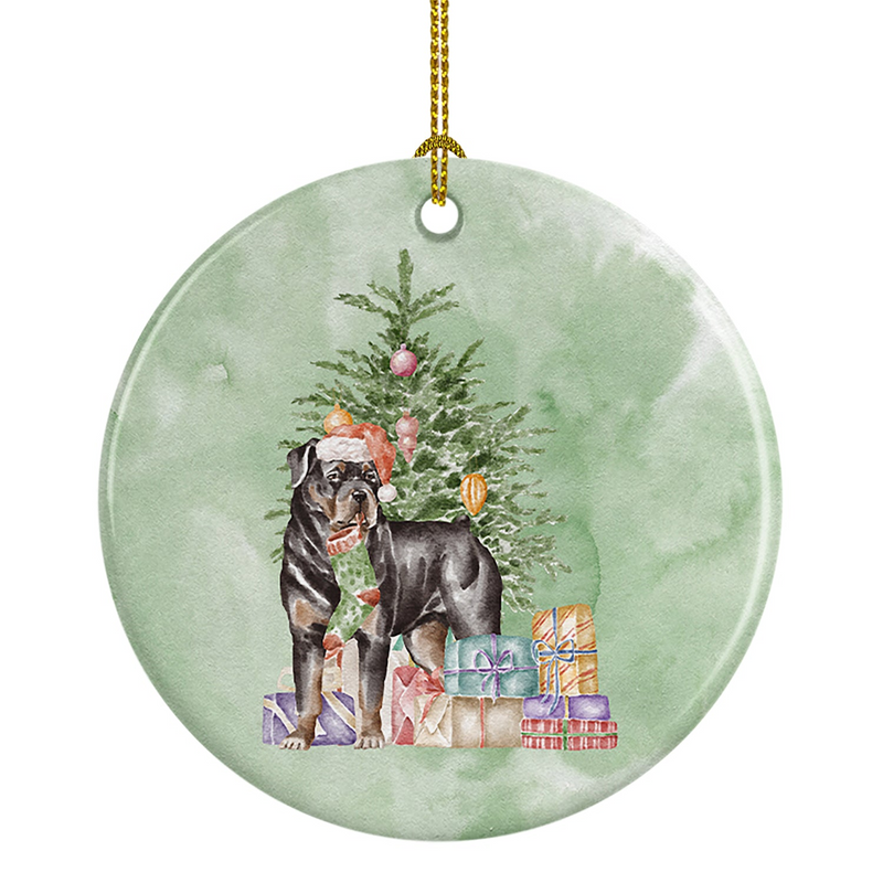 Rottweiler Christmas Ornament - Ceramic Tree Decoration with Festive Dog Artwork