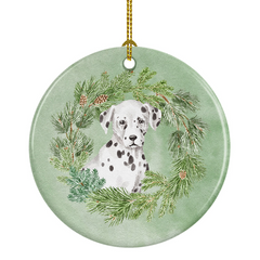 Dalmatian Puppy Christmas Wreath Ceramic Ornament - Personalized Holiday Decor, Perfect Gift for Dog Lovers