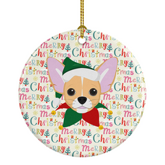 Chihuahua Merry Christmas Ornament - Personalized Ceramic Festive Decor - 2.8125" - Caroline's Treasures