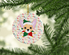 Chihuahua Merry Christmas Ornament - Personalized Ceramic Festive Decor - 2.8125" - Caroline's Treasures