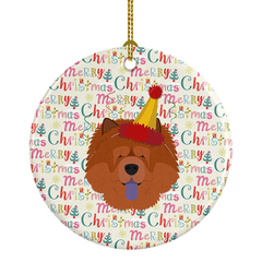 Chow Chow Merry Christmas Ceramic Ornament - Festive Porcelain Holiday Decor | Personalized Keepsake