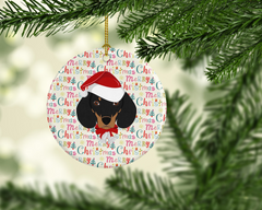 Dachshund Merry Christmas Ceramic Ornament – Perfect Holiday Decoration & Gift for Dog Lovers