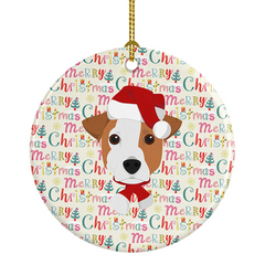 Jack Russell Terrier Merry Christmas Ceramic Ornament - Perfect Holiday Decor Keepsake