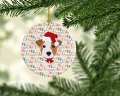 Jack Russell Terrier Merry Christmas Ceramic Ornament - Perfect Holiday Decor Keepsake