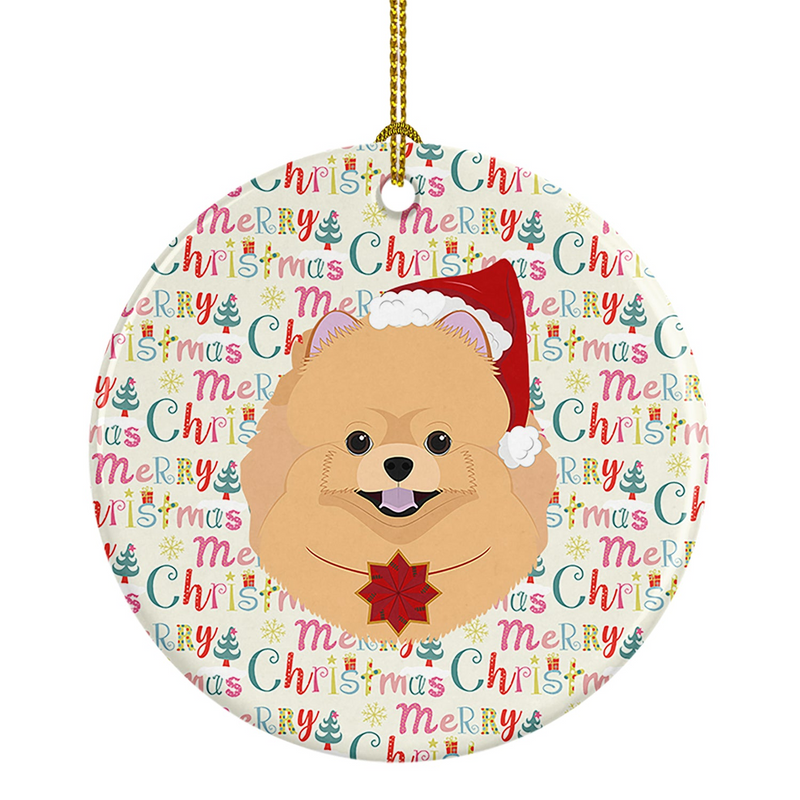 Pomeranian Merry Christmas Ceramic Ornament - Personalized Holiday Keepsake | Customizable Christmas Decor