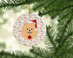 Pomeranian Merry Christmas Ceramic Ornament - Personalized Holiday Keepsake | Customizable Christmas Decor