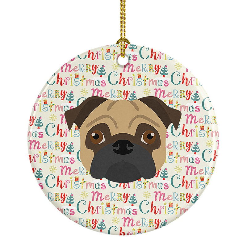 Personalized Pug Merry Christmas Ceramic Ornament – Unique Holiday Decor and Perfect Gift for Pet Lovers