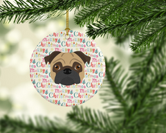 Personalized Pug Merry Christmas Ceramic Ornament – Unique Holiday Decor and Perfect Gift for Pet Lovers