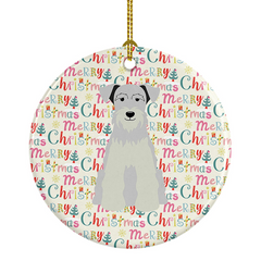 Merry Christmas Miniature Schnauzer Ornament - Personalized White Ceramic Holiday Decor - Perfect Gift for Dog Lovers