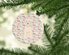 Merry Christmas Soft Coated Wheaten Terrier Ceramic Ornament - Personalized Dog Breed Holiday Decor