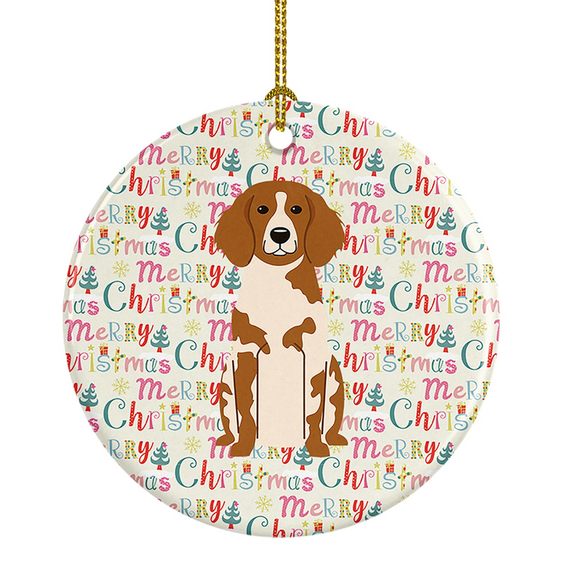 Merry Christmas Brittany Spaniel Ceramic Ornament - Personalized Holiday Decor | Caroline's Treasures