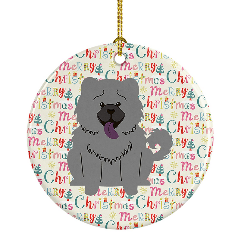 Merry Christmas Chow Chow Blue Ceramic Ornament - Personalized Holiday Decoration | Caroline's Treasures