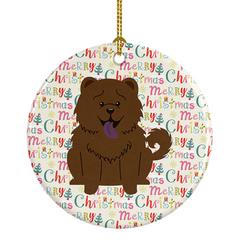 Merry Christmas Chow Chow Chocolate Ceramic Ornament - Personalized Dog Lover Holiday Keepsake Gift