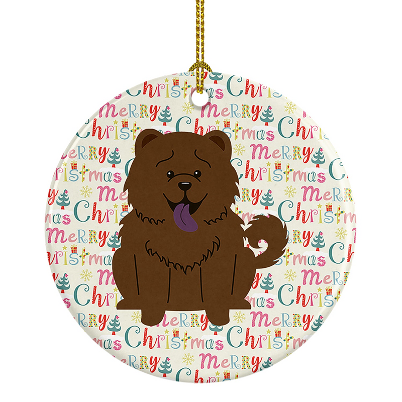 Merry Christmas Chow Chow Chocolate Ceramic Ornament - Personalized Dog Lover Holiday Keepsake Gift