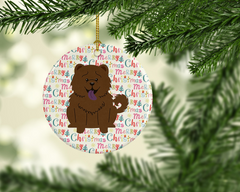 Merry Christmas Chow Chow Chocolate Ceramic Ornament - Personalized Dog Lover Holiday Keepsake Gift