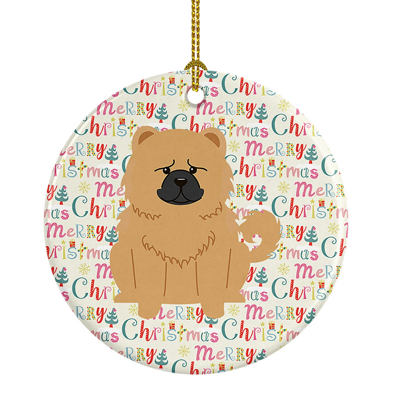 Merry Christmas Chow Chow Cream Ceramic Ornament - Personalized Holiday Décor - Perfect Gift for Dog Lovers