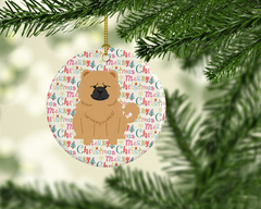 Merry Christmas Chow Chow Cream Ceramic Ornament - Personalized Holiday Décor - Perfect Gift for Dog Lovers