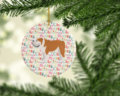 English Bulldog Merry Christmas Ceramic Ornament - Personalized Holiday Decoration, High-Quality, Customizable Keepsake