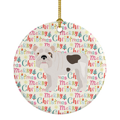 Personalized English Bulldog Merry Christmas Ceramic Ornament - Custom Holiday Decor