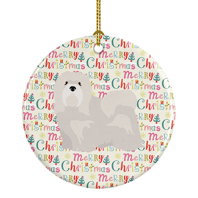 Lhasa Apso Merry Christmas Ceramic Ornament - Personalized Festive Decoration for Dog Lovers