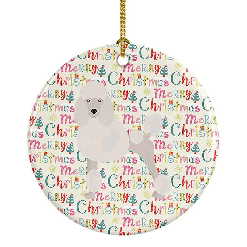 Poodle Merry Christmas Ceramic Ornament - Personalized Festive Holiday Decor