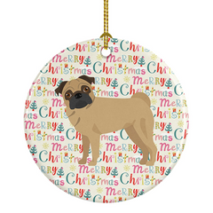 Personalized Pug Merry Christmas Ceramic Ornament - Festive Holiday Decor