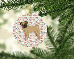 Personalized Pug Merry Christmas Ceramic Ornament - Festive Holiday Decor