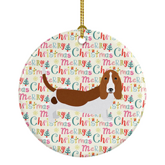 Basset Hound Merry Christmas Ceramic Ornament – Ideal Holiday Decor & Gift for Dog Lovers