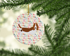 Basset Hound Merry Christmas Ceramic Ornament – Ideal Holiday Decor & Gift for Dog Lovers