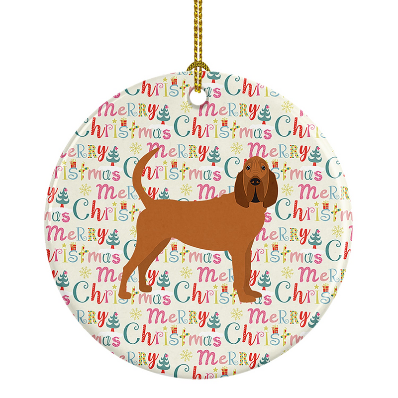 Bloodhound Merry Christmas Ceramic Ornament - Festive & Personalized Holiday Decoration