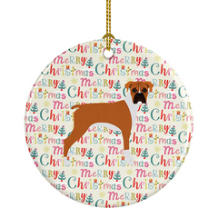 Boxer Merry Christmas Ceramic Ornament - Festive Dog Breed Decor, Personalizable Keepsake