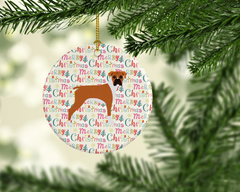 Boxer Merry Christmas Ceramic Ornament - Festive Dog Breed Decor, Personalizable Keepsake