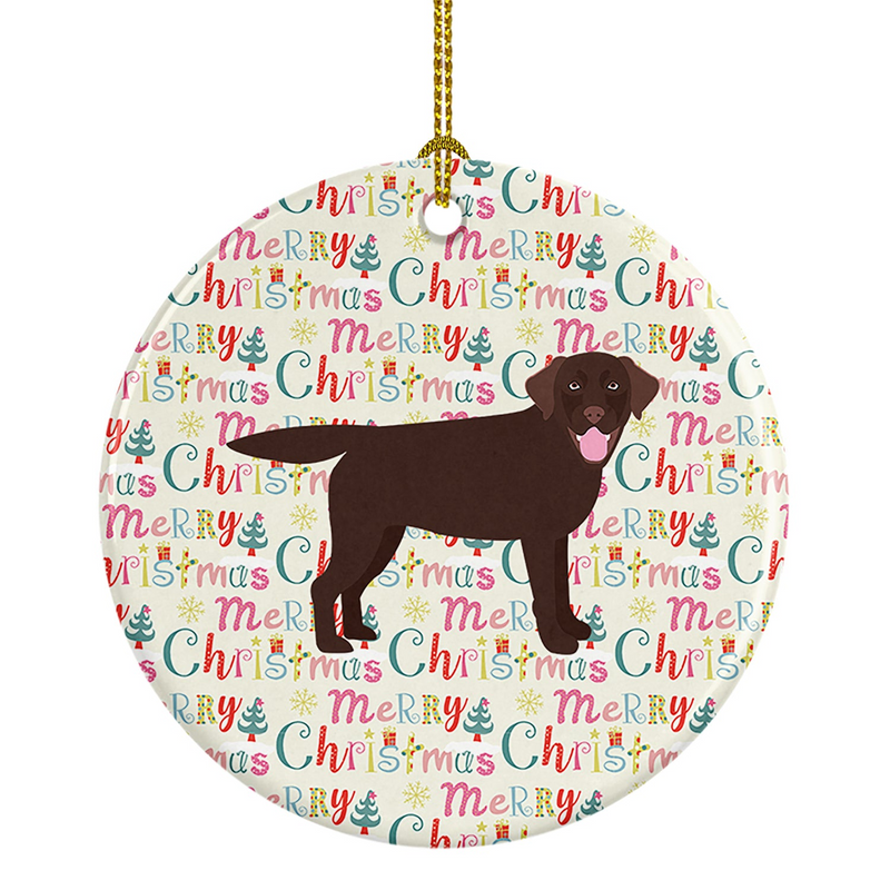 Chocolate Labrador Retriever Merry Christmas Ceramic Ornament - Personalized Holiday Decor for Dog Lovers