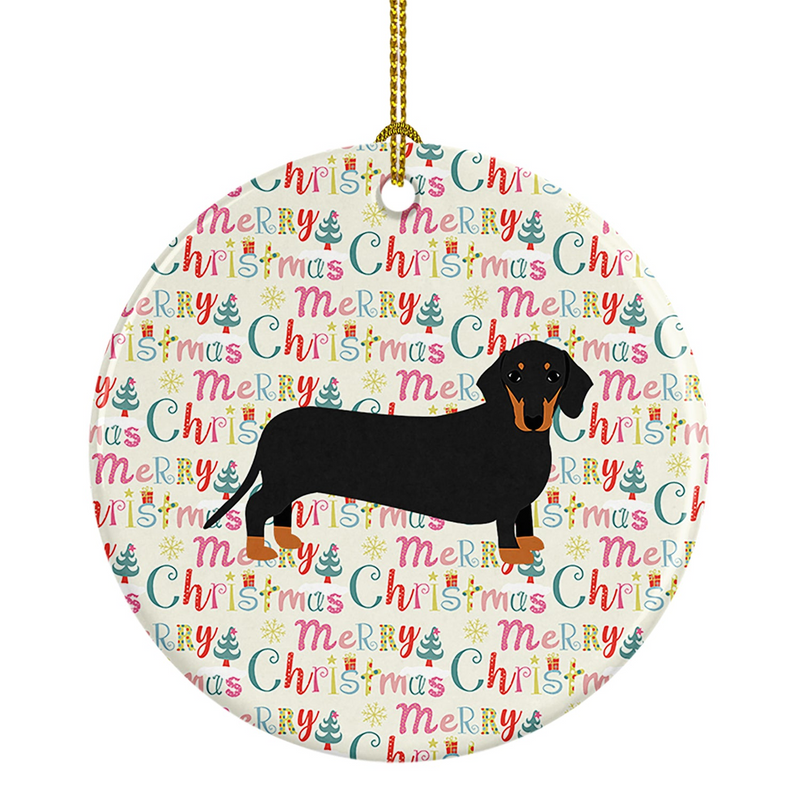 Personalized Black and Tan Dachshund Christmas Ornament - Ceramic, Custom Holiday Decoration, Perfect Gift Idea