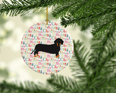 Personalized Black and Tan Dachshund Christmas Ornament - Ceramic, Custom Holiday Decoration, Perfect Gift Idea