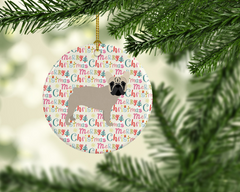 French Bulldog Merry Christmas Ceramic Ornament - Personalized Holiday Tree Decoration, High-Gloss Finish, 2.8125 Inches