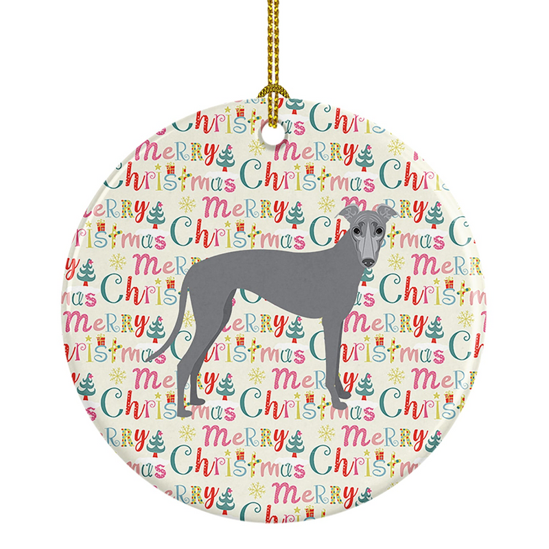 Charming Greyhound Merry Christmas Ceramic Ornament - Perfect for Pet Lovers!