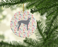 Charming Greyhound Merry Christmas Ceramic Ornament - Perfect for Pet Lovers!